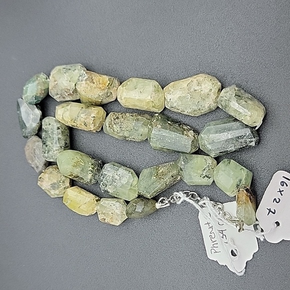 Faceted Agate Prehnite 734 Cts Beaded Natural Gemstone Necklace Unisex Crystal - Picture 9 of 11